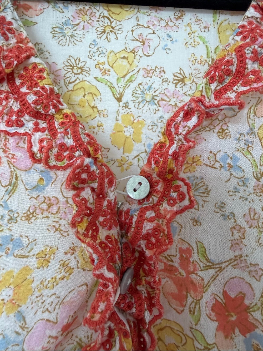 Free People Floral Lace-Trim Maxi Dress in Coral and Yellow - Picture 4 of 4